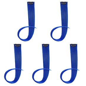 Extensões de cabelo azul, destaques de festa de 18 polegadas (5 unidades)