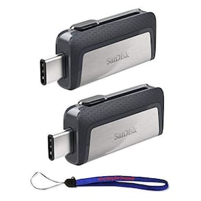 Unidade dupla SanDisk USB tipo C (pacote com dois) com cordão