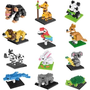 Blocos de construção de animais para crianças, s, s, presentes de aniversário, 12 caixas
