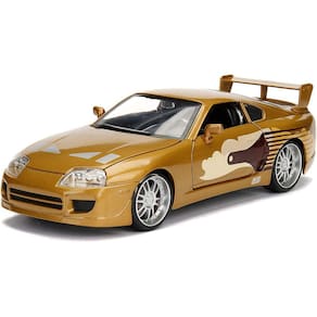 Carro de brinquedo fundido sob pressão Toyota Supra de Fast & Furious Slap Jack, dourado, escala 1:24