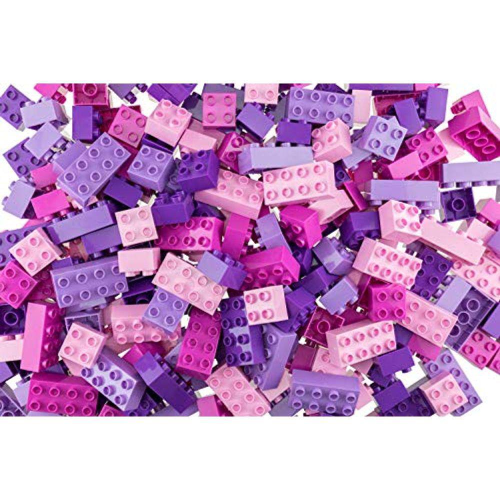 Conjunto Big Briks — 84 unidades — rosa, magenta, lavanda, roxo — maiores de 3 anos