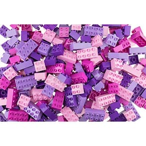 Conjunto Big Briks — 84 unidades — rosa, magenta, lavanda, roxo — maiores de 3 anos