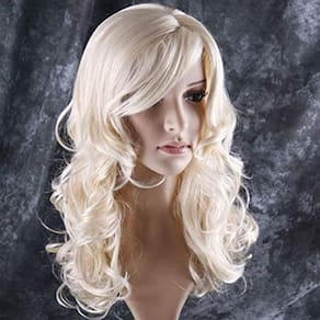 Peruca elegante de cabelo loiro comprido e encaracolado — perfeita para festas
