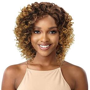Peruca afro loira encaracolada, parte lateral, sintética, cabelo cheio