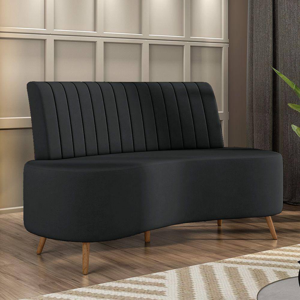 Sofá Living Decorativo 2 Lugares 1,35m Katara Cinza Escuro Veludo G33 - Gran Belo