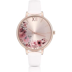 Relógios de quartzo femininos com pulseira de couro, relógio de pulso impermeável