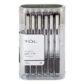 Canetas de gel retráteis GL Bold 1,0 mm, prateadas, pretas, 12 unidades