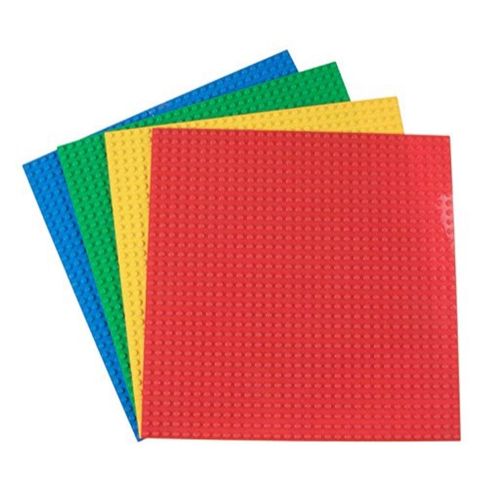 Pacote com 4 placas de base empilháveis Classic Briks, com todas as grandes marcas de tijolos, cores básicas