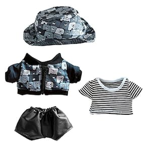 Chapéu Bear Pattern, jaqueta, camiseta, calça de couro, boneca, 20 cm, roupas de pelúcia para animais