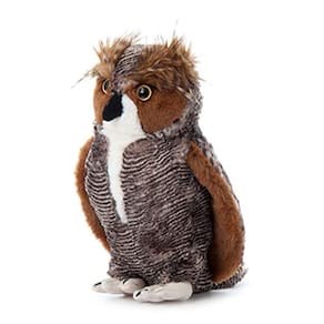 Brinquedo de pelúcia coruja com chifres, 30 cm