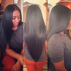 Cabelo liso brasileiro (3 pacotes, 14, 16, 18 polegadas, 9A, tecido de cabelo humano)