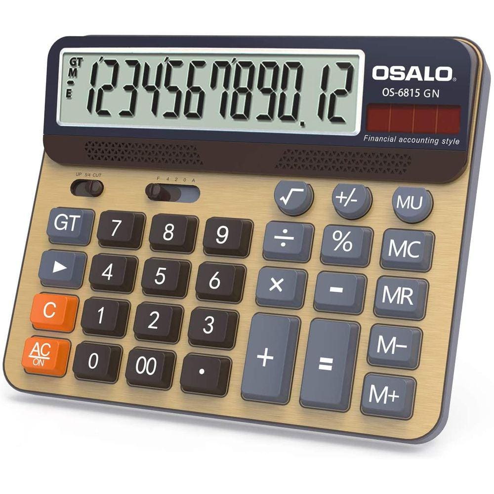 Calculadora de mesa de energia solar com tela grande de 12 dígitos (OS-6815GN)