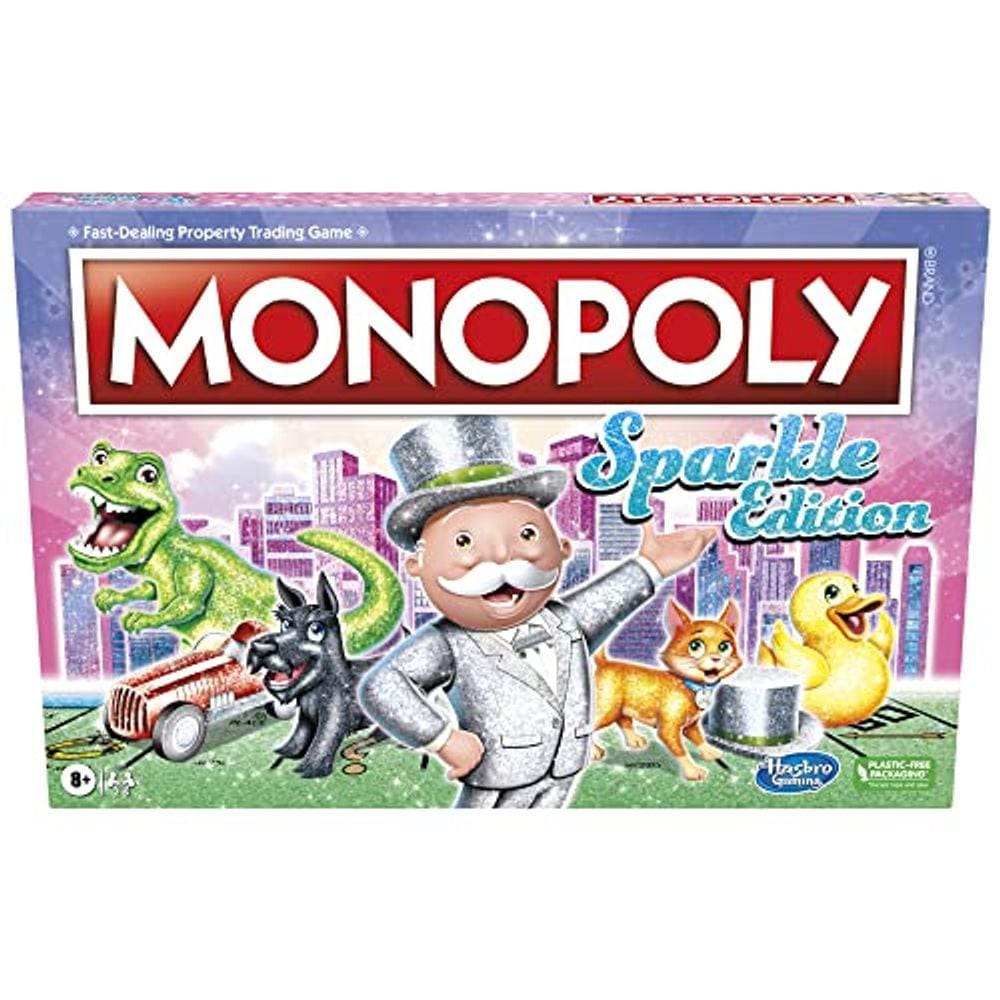 Jogo Sparkle Monopoly, Glittery Tokens, Pearlescent Dice, Sparkly Look