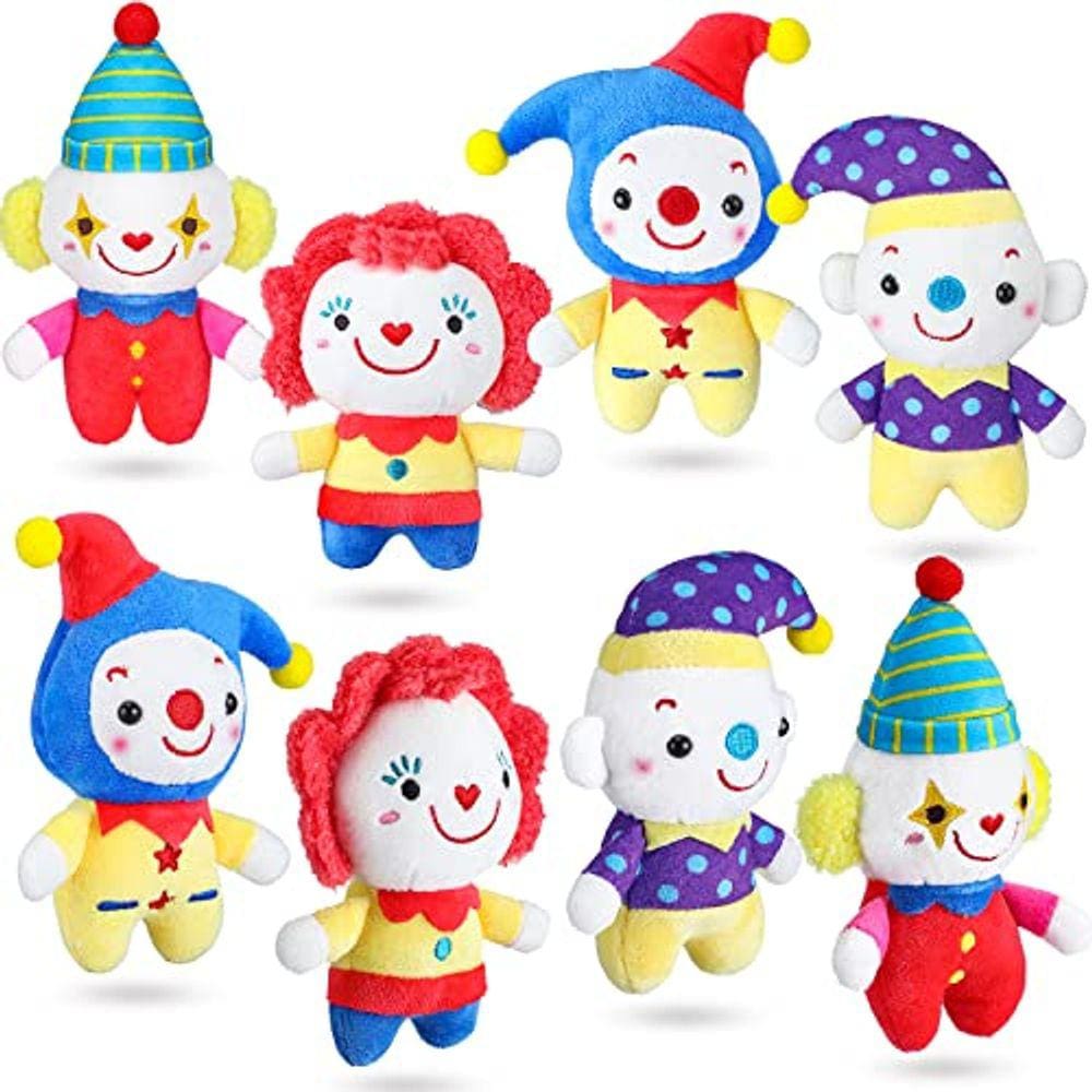 Pacote com 8 bonecos de palhaço, brinquedo de pelúcia para decoração de festa