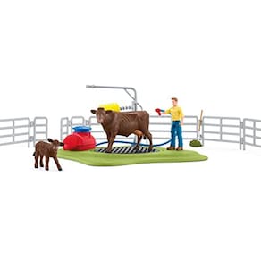 Brinquedos para animais de fazenda, sabonete Happy Cow, área de lavagem para trabalho, conjunto de 16 peças, maiores de 3 anos