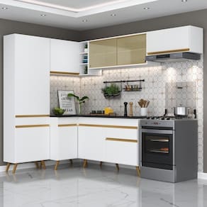 Cozinha Completa De Canto Veneza Gw Mp2052 Com Armário E Balcão Branca