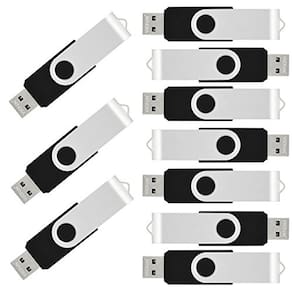 Pacote com 10 unidades de memória USB de 8 GB a granel, preto