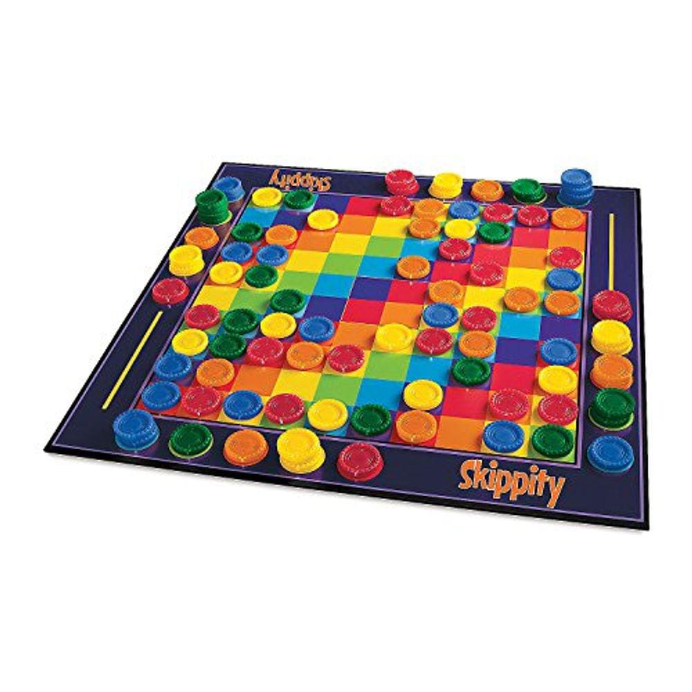 Jogo de tabuleiro Skippity — Twist on Checkers — 100 unidades — Diversão para crianças e adultos — maiores de 5 anos