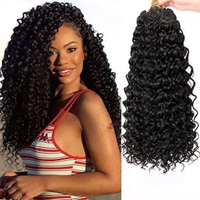 Cabelo sintético de crochê Deep Twist, tranças de crochê boêmia, preto l, extensões de cabelo com trança de ondas profundas, pacotes de 5