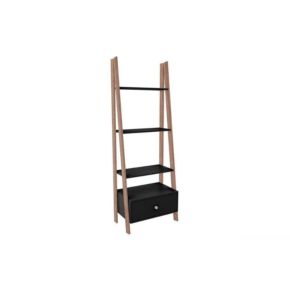 Estante Livreiro De Escritório Rt3091 C/ 3 Prateleiras Preto/rustico - Movelbento