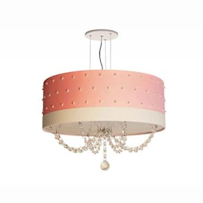 Pendente de Teto Led 50x15cm Pérolas 4519 Tom Luz Iluminação Rosa-bebê/Branco