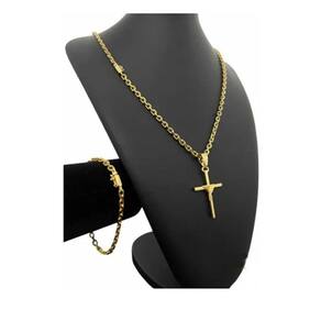 Corrente Cadeado Kit 4 Mm Pulseira + Pingente Banho De Ouro