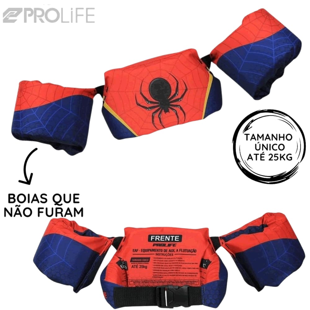 Colete Flutuador Bóia de Braço Infantil Spider Aracno