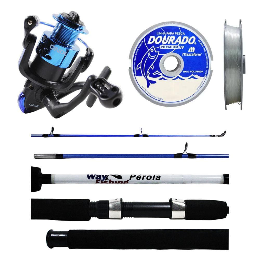 Kit Pesca Molinete Onix 4000 + Vara Pérola 1602 1,60m 15-20 Lbs + Linha 0.40mm 100m