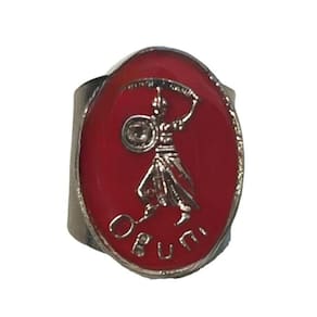 Anel Ajustável Ogum Vermelho 2,60 cm Niquelado em Metal