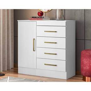 Cômoda Casal Montevideu 1 Porta E 4 Gavetas Branco/rosa - Demóbile