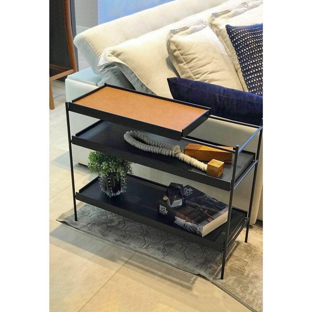Mesa Lateral para Sala de Estar Calumma Preto