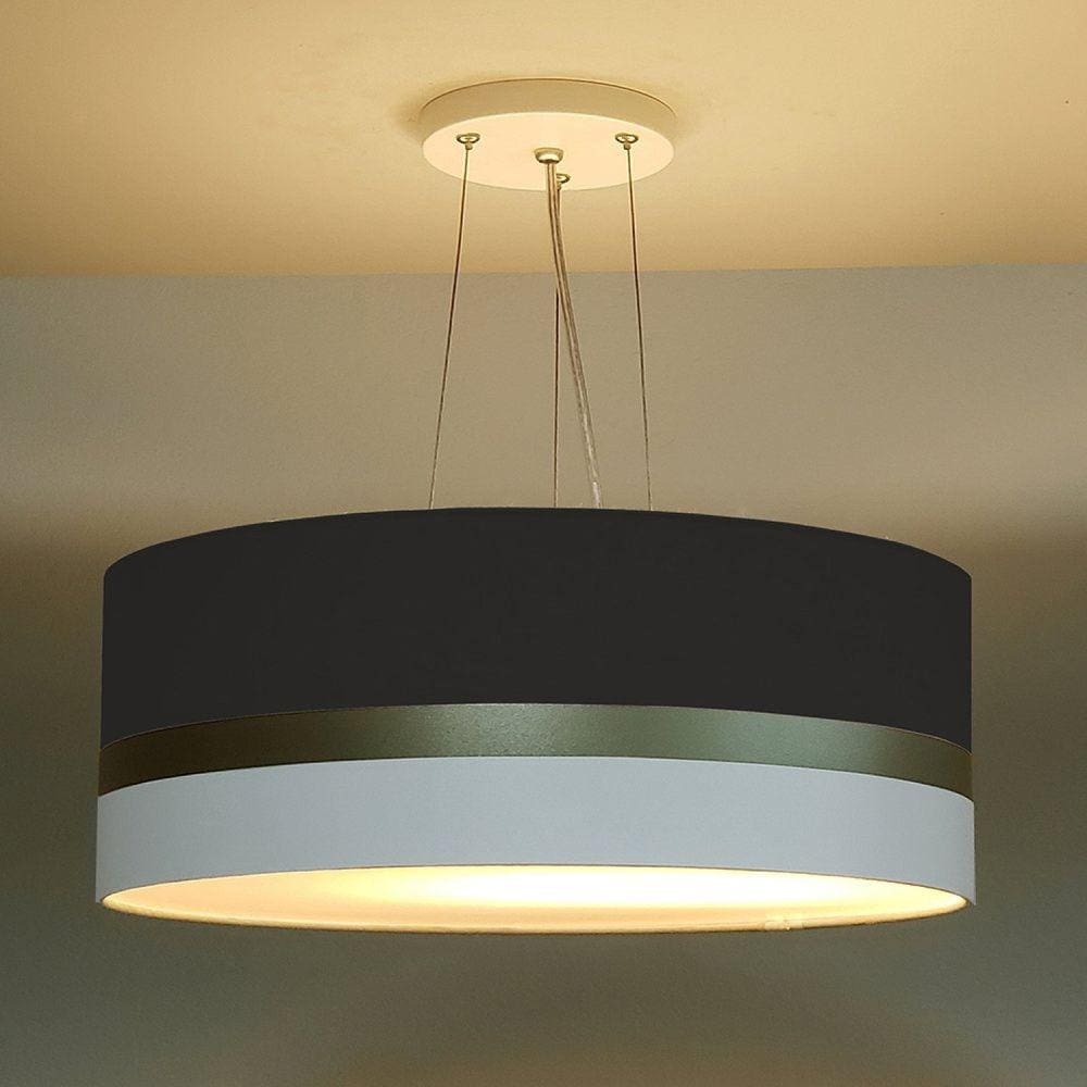 Pendente de Teto LED 40x15cm Faixa Dupla Tom Luz Iluminação Preto /Bronze/Branco