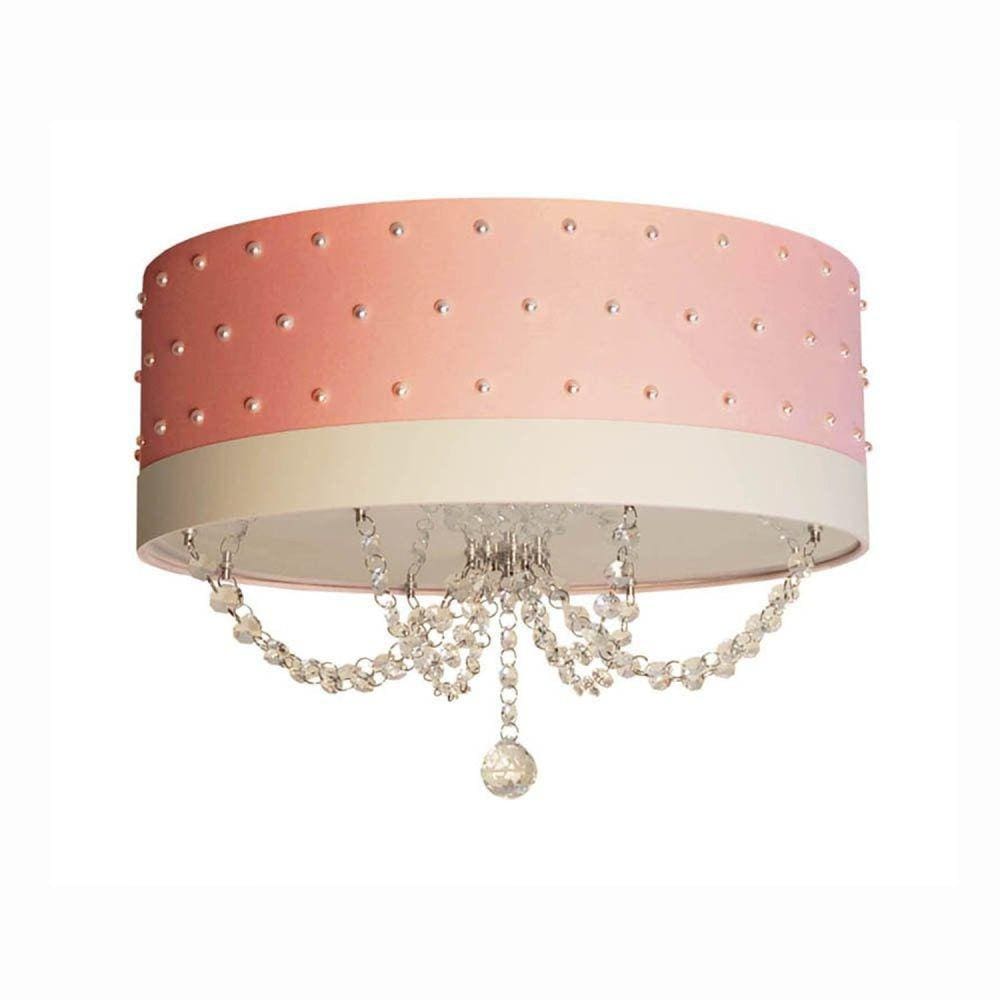 Luminária Pérolas 4254 Tom Luz Iluminação Rosa-bebê/Branco