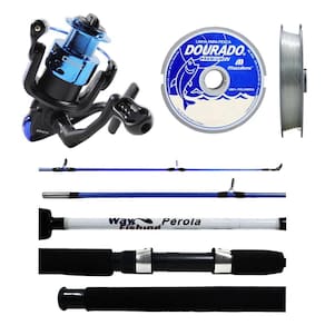 Kit Pesca Molinete Onix 2000 + Vara Pérola 1,30m 8-10 Lbs + Linha 0.30mm 100m
