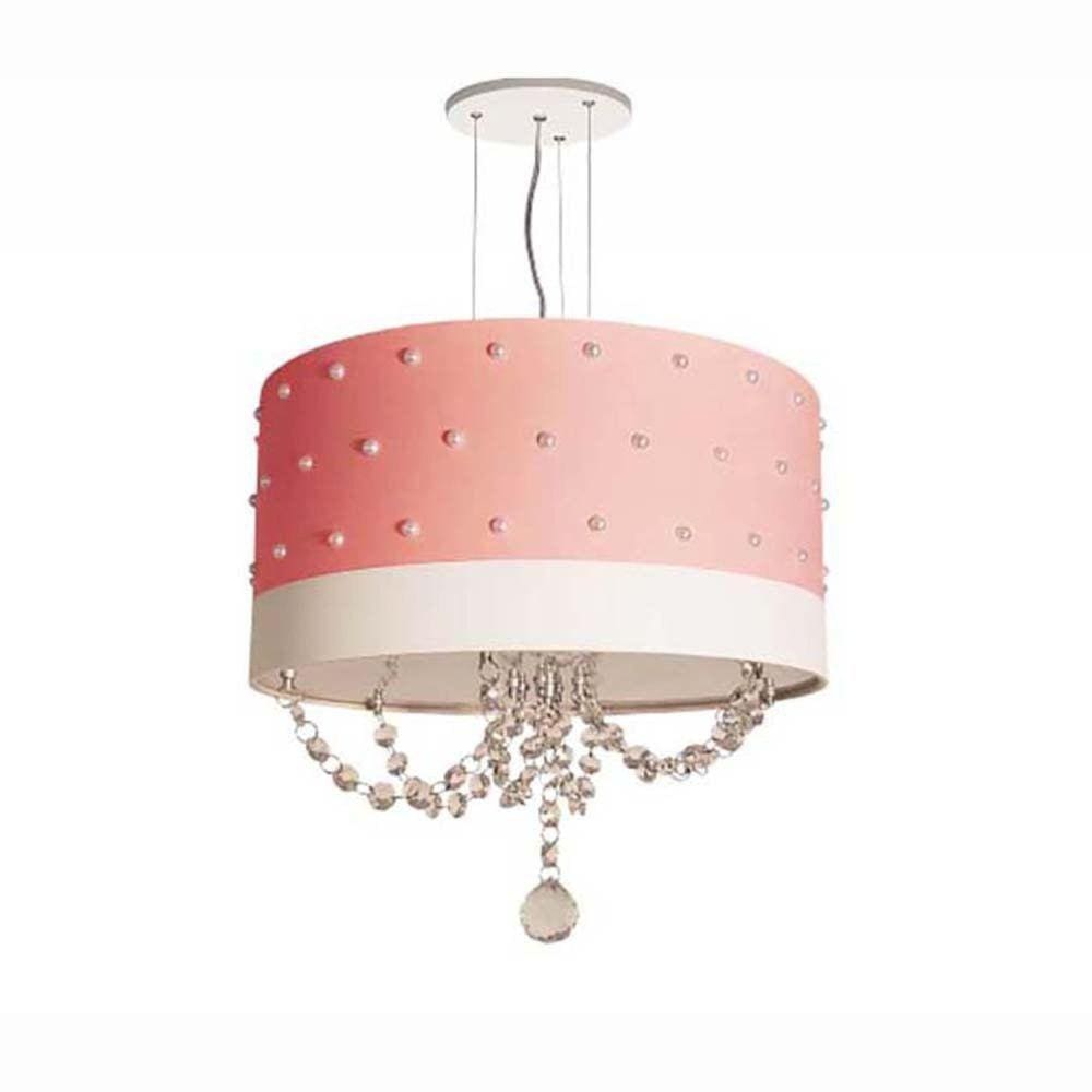 Pendente de Teto LED 30x15cm Perolas 4034 Tom Luz Iluminação Rosa-bebê