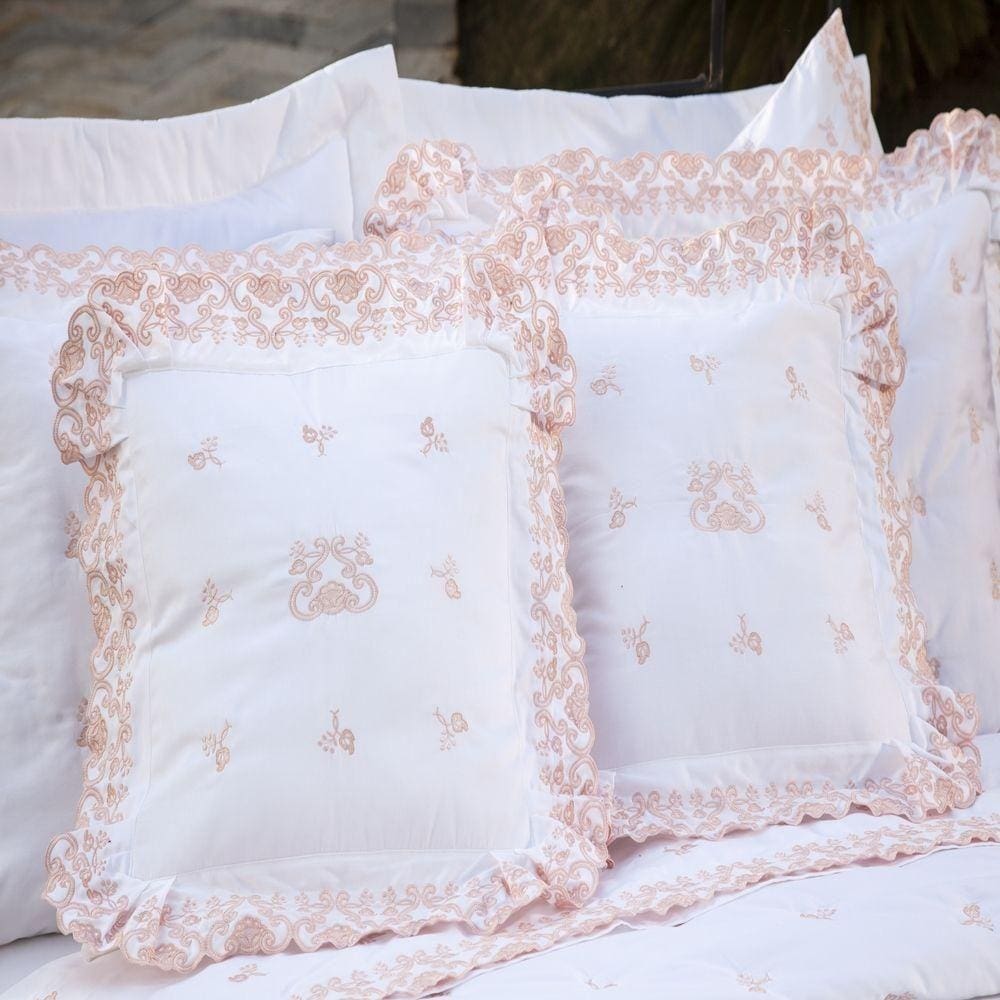 Almofada Decorativa Bordada 600 Fios Rivieri Branco Vilela Enxovais 2 Peças