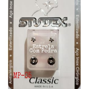 Brinco Studex Classic 4Mm Estrela Cristal Medio Prata