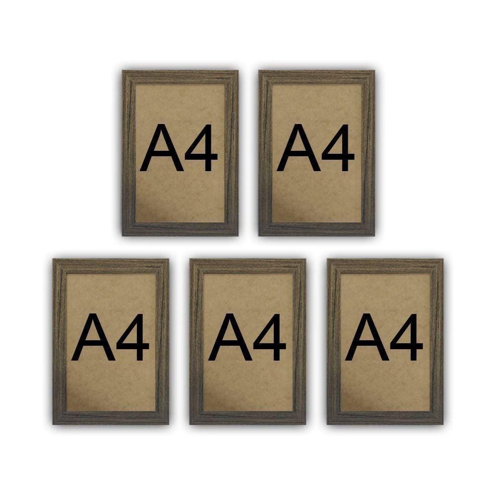 Kit 5 Molduras Quadro Certificado Diploma A4 Com Fundo Mdf Titulos Moldura Madeira