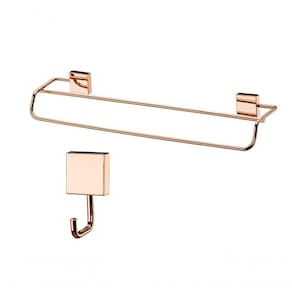 Kit Banheiro Lavabo 2 Peças Rosé Gold Future