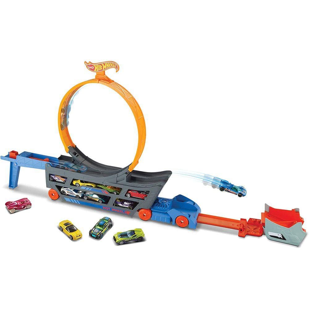 Transporter Truck Play Set Loop Launcher para 18 carros a partir de 3 anos