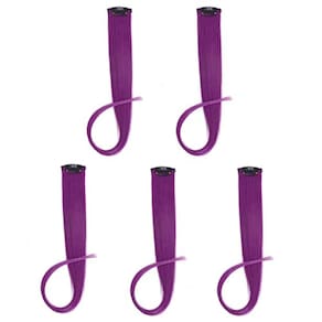 Extensões de cabelo roxo, 5 peças de cabelo 100% humano, destaques de festa de 18 polegadas para mulheres