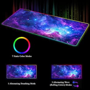 Mouse pad RGB para jogos - bordas costuradas com design personalizado (60 x 35 cm)
