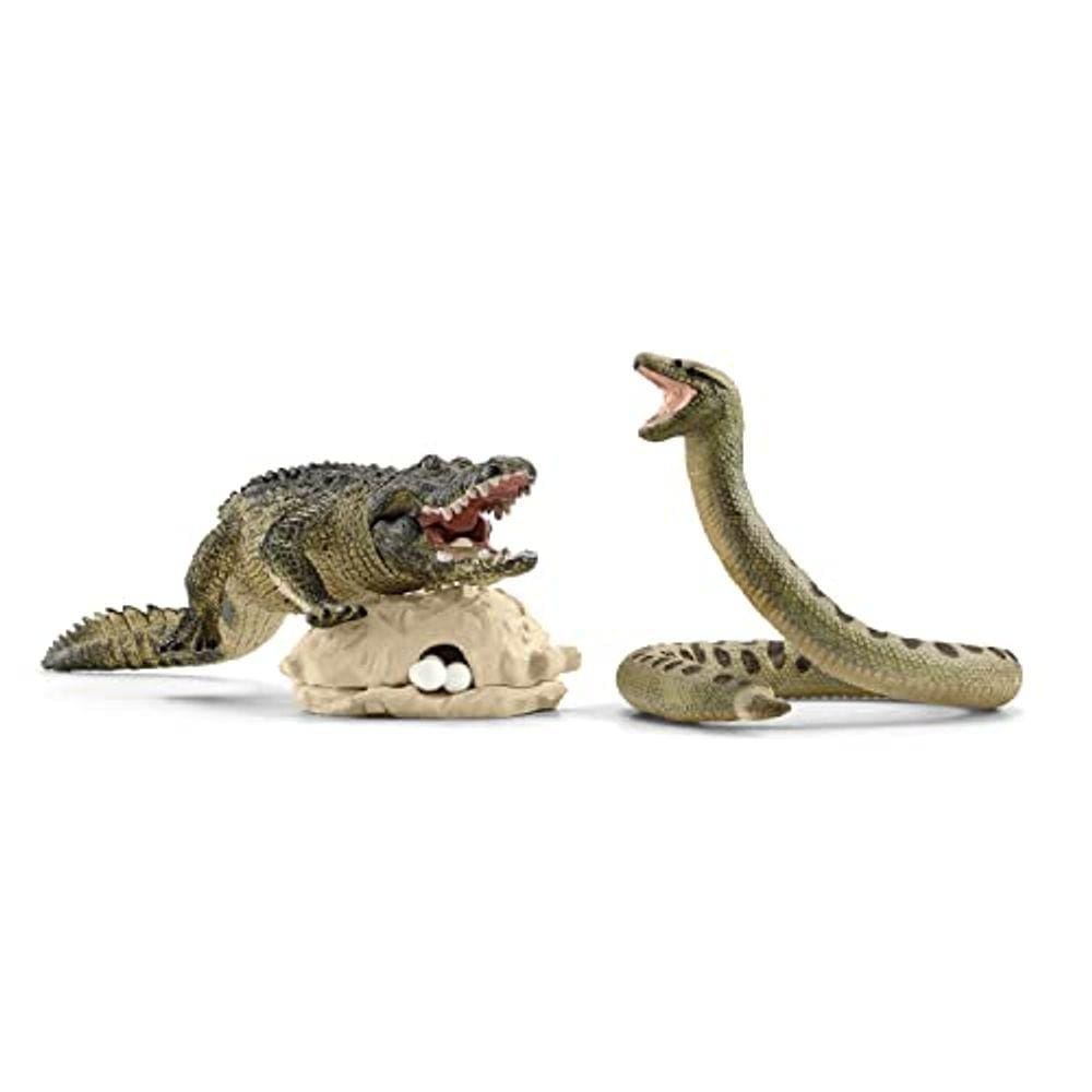 Conjunto de brinquedos Schleich Wild Animal, Danger in Swamp com jacaré e cobra