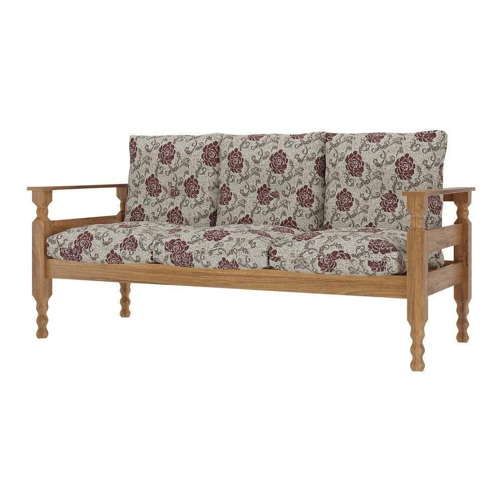 Sofá 3 Lugares Madeira Maciça Liz Multimóveis Vcr7000 Floral Vermelho Floral Vermelho