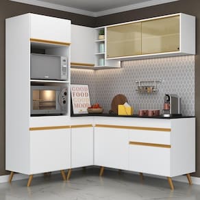 Cozinha Completa De Canto Veneza Gw Mp2063 Com Armário E Balcão Branca