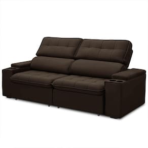 Sofá Retrátil Reclinável 3 Lugares 210Cm Ginevra F05 Veludo Azul - Mpozenato