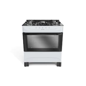Fogão 5 Bocas com Mesa de Vidro e Acendimento Mueller Branco