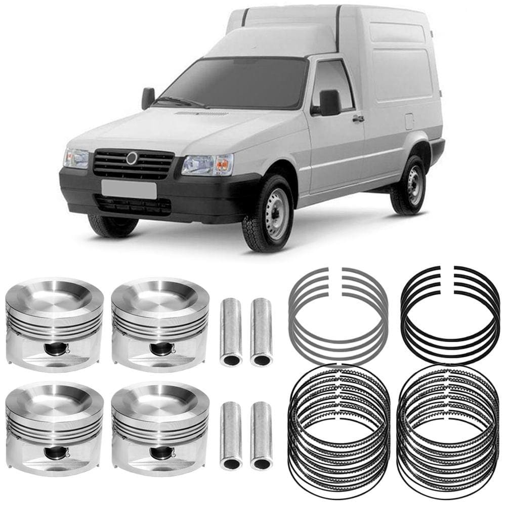 Kit Pistão Anéis STD Fiat Fiorino Uno 1.0 90 a 2001 Gasolina Metal Leve SPA1792