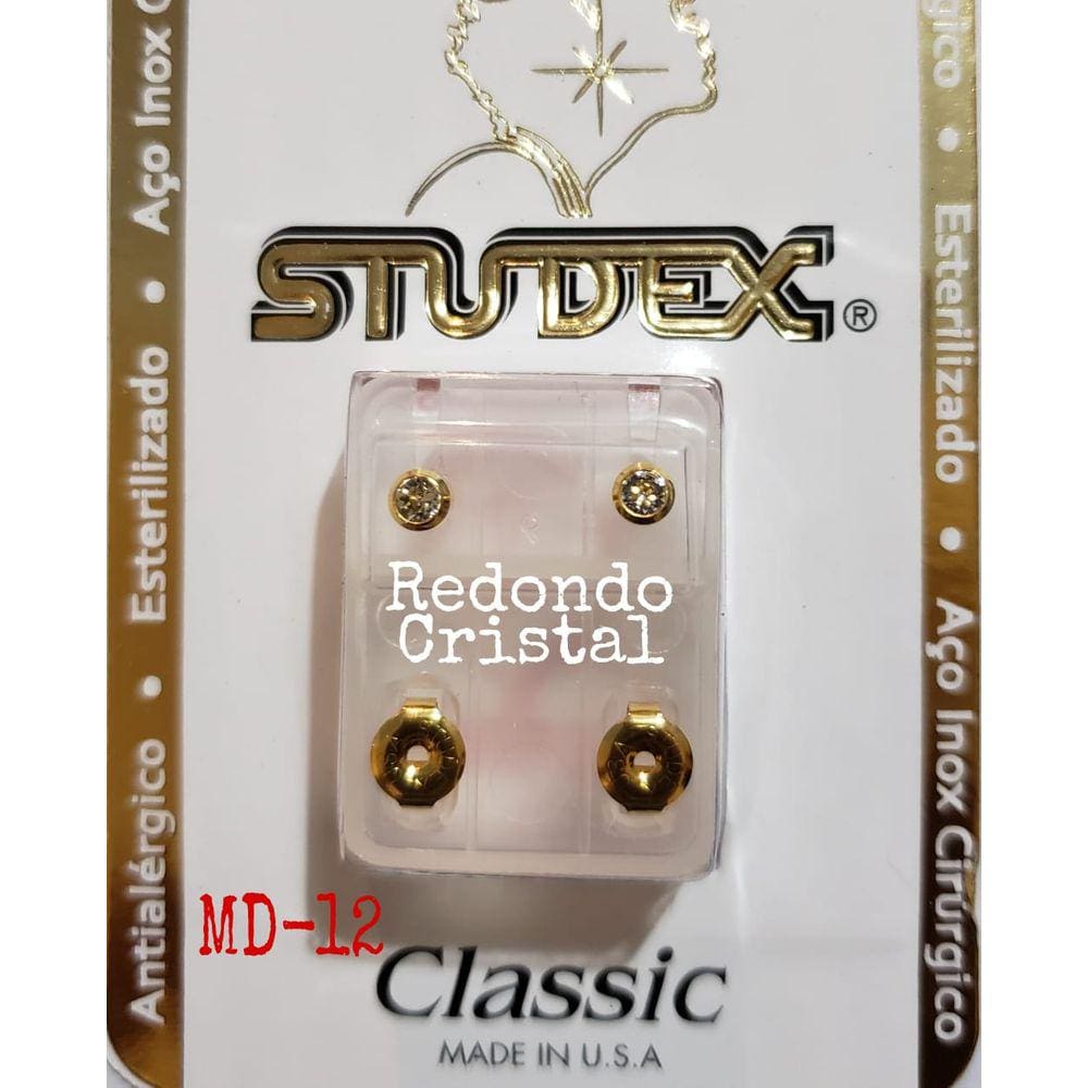 Brinco Studex Classic 4Mm Bezel Cristal Medio Dourado