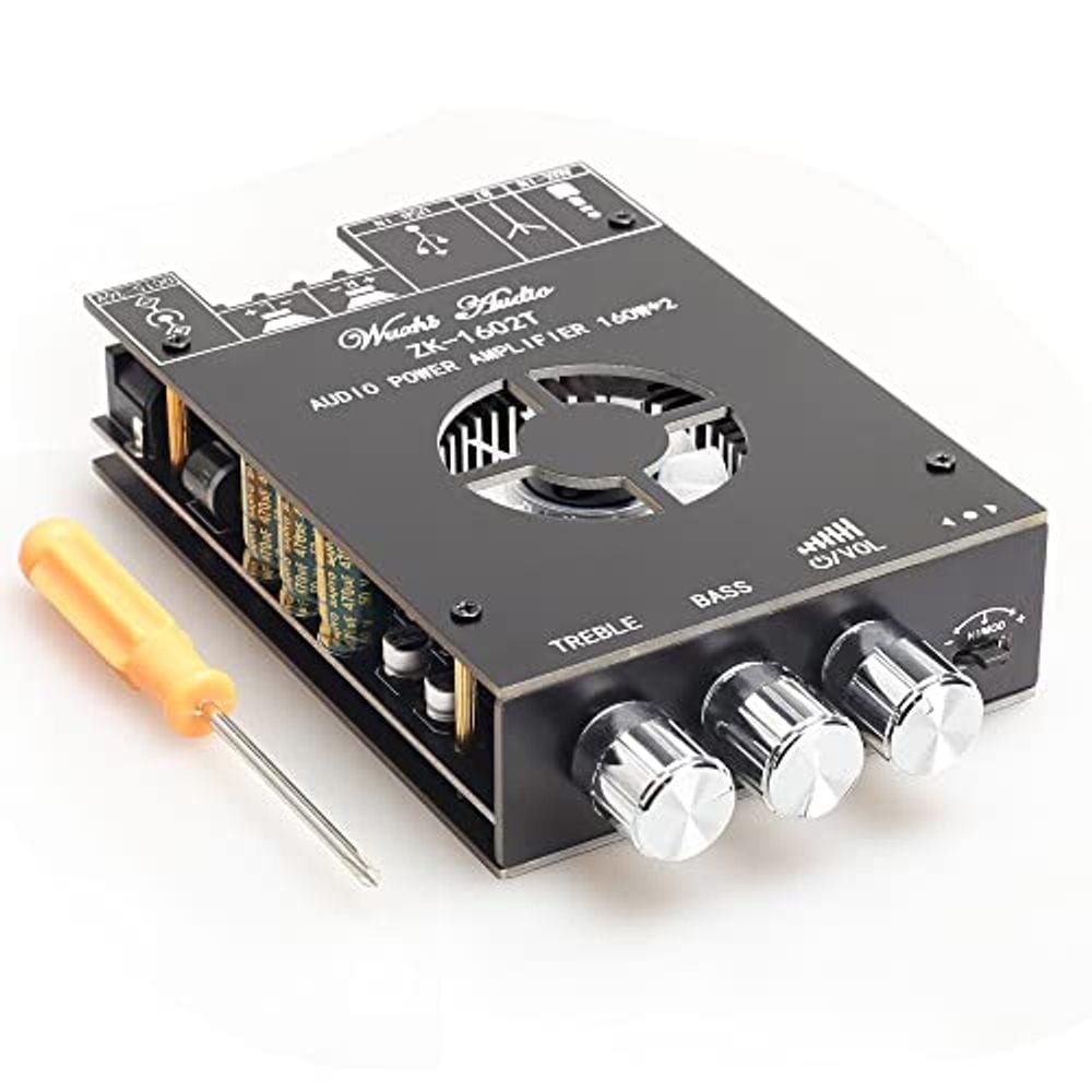Placa de amplificador de potência com subwoofer 2.0 ch 320W, 160W × 2, módulo de amplificador de áudio 15V-36V, agudos e graves Ctrl